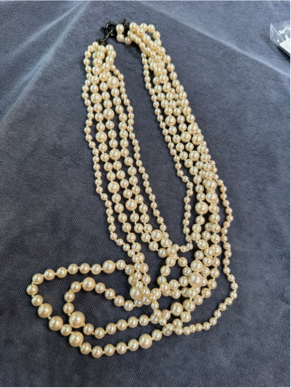 J.Crew White and Brass Multi-Strand Pearl Necklace